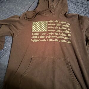 Brown Hoodie with Fish Flag Design